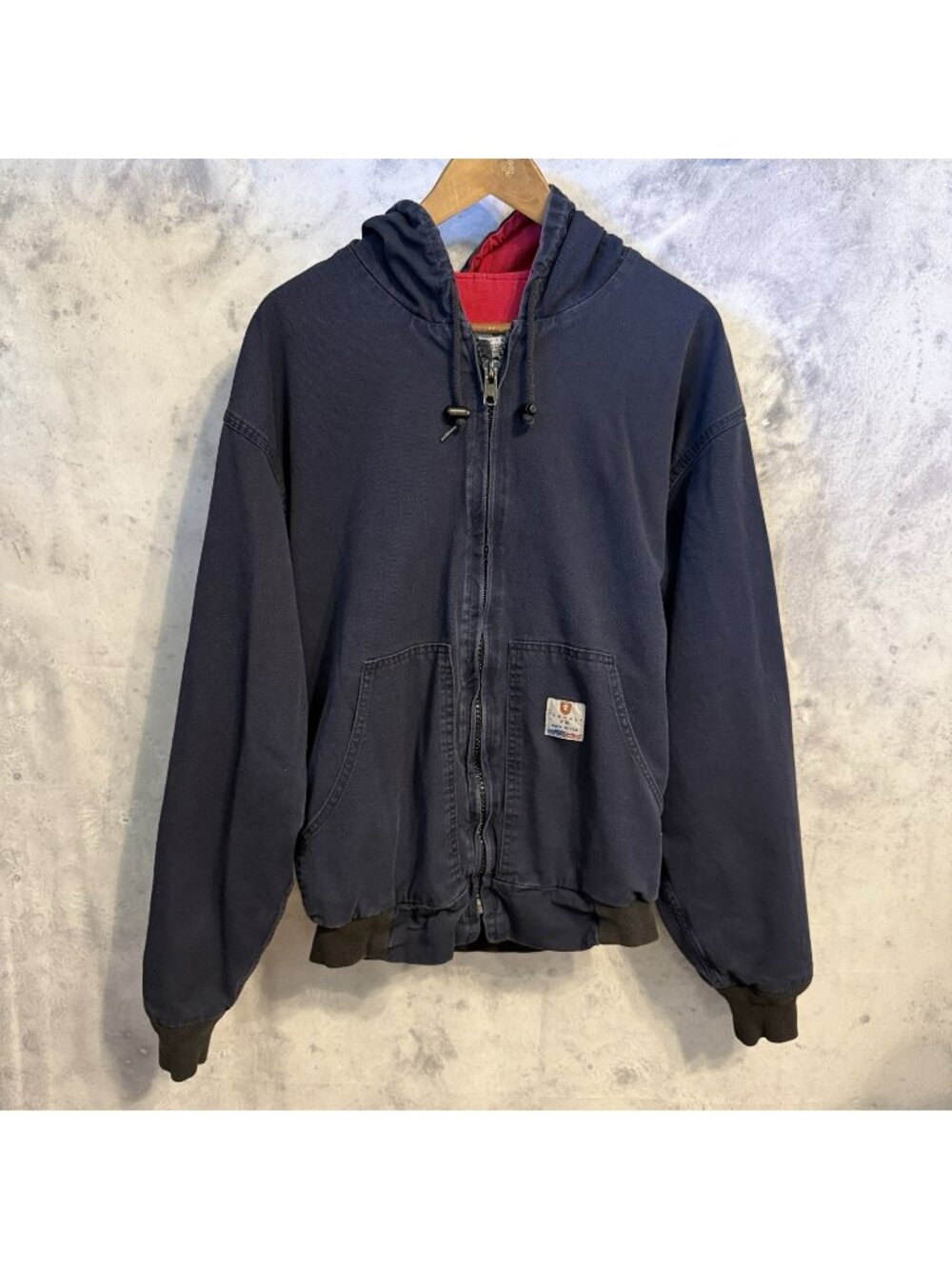 Tyndale Flame Resistant Jacket Blue Full Zip Hooded USA Workwear Mens Large